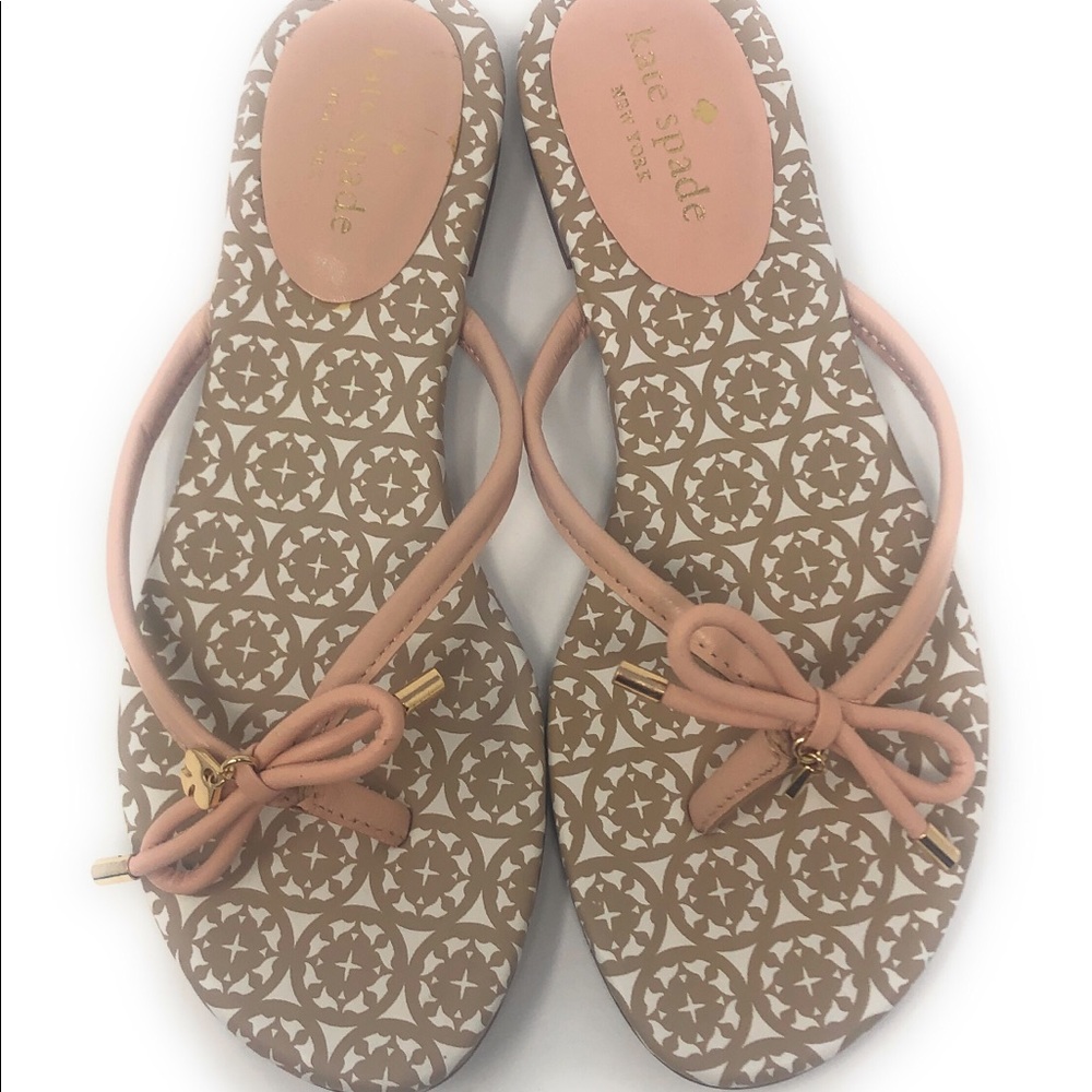 Kate Spade Dressy Flip Flop Sandals Pink Bow Sz 7M